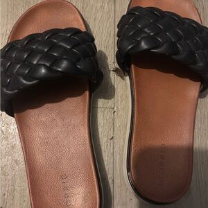 Black Braided Torrid Slide Sandals